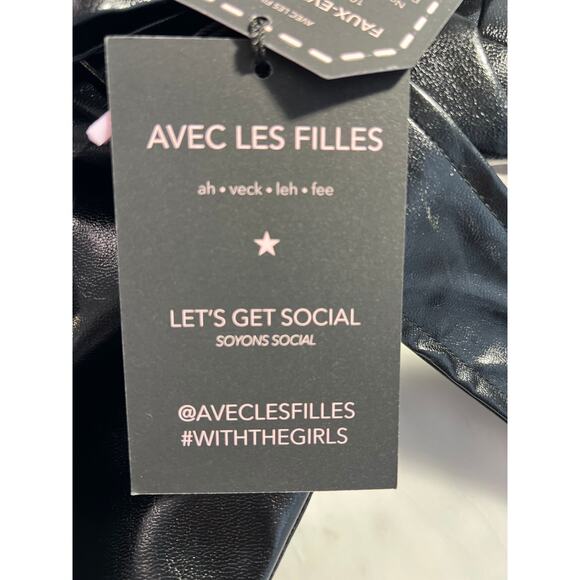 Chic "Avec Les Filles" Faux-Leather Trench Coat in Black - Picture 5 of 7